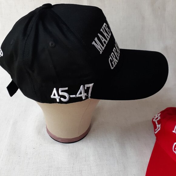 Pair of MAGA - 45-47 - Black and Red Baseball Caps - Adjustable Fit - Picture 6 of 12